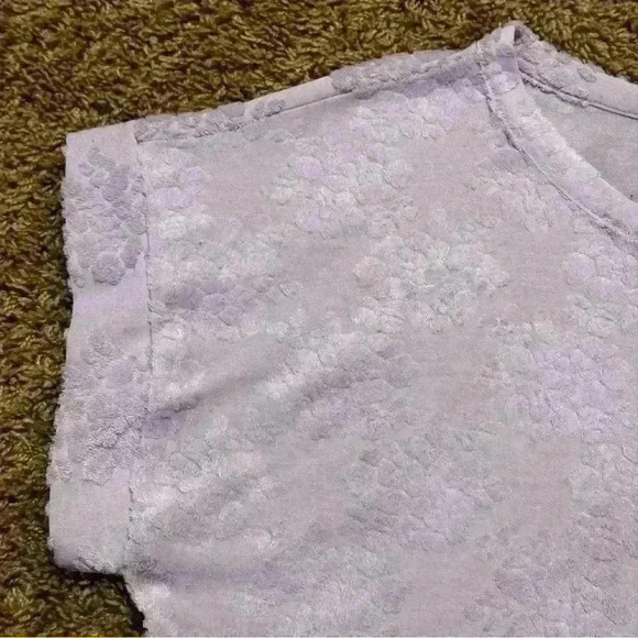 Bobeau Lavender Textured Floral Short Sleeve Top - XL, Preloved, Great Condition - Picture 4 of 9